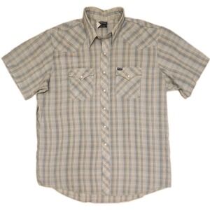 Wrangler Pearl Snap Western Shirt Plaid Short Sleeve Vintage 2XLT XXL Tall USA